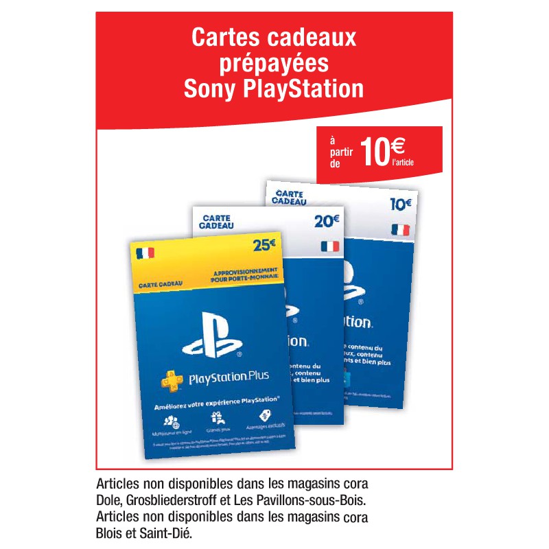 Cartes cadeaux prépayées Sony PlayStation