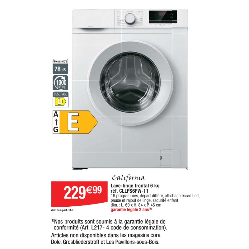 Lave-linge frontal 6 kg réf. CLLFS6FW-11