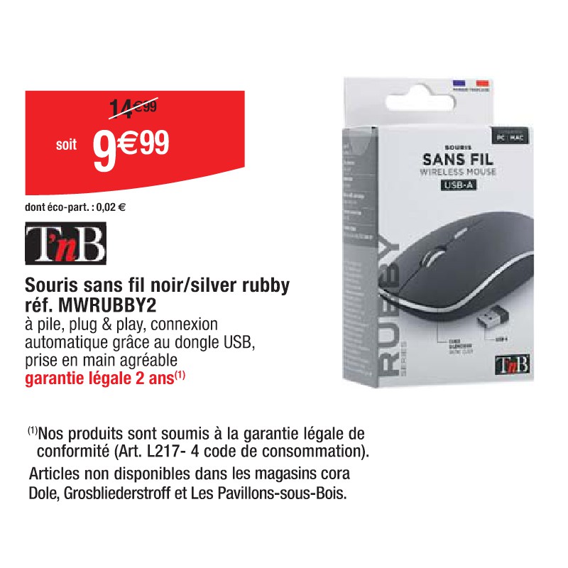 Souris sans fil noir/silver rubby réf. MWRUBBY2