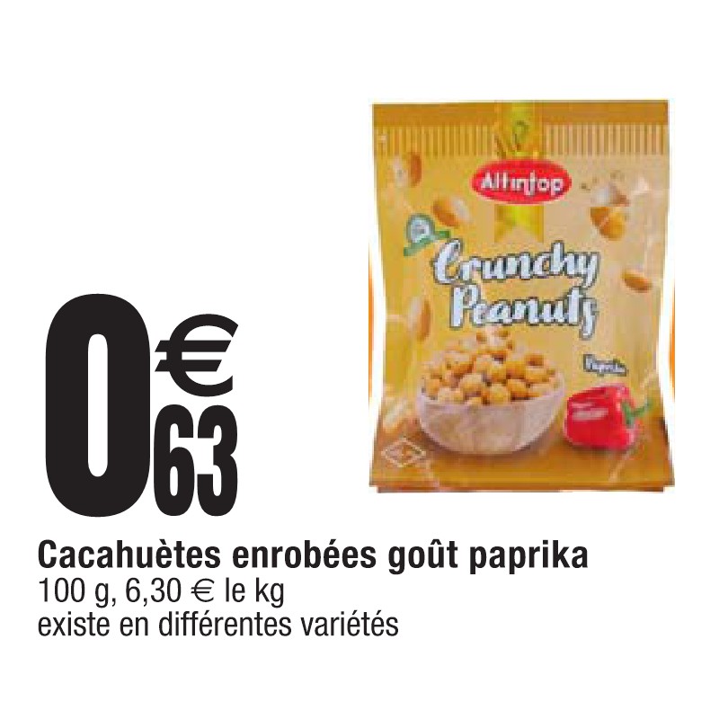 Cacahuètes enrobées goût paprika