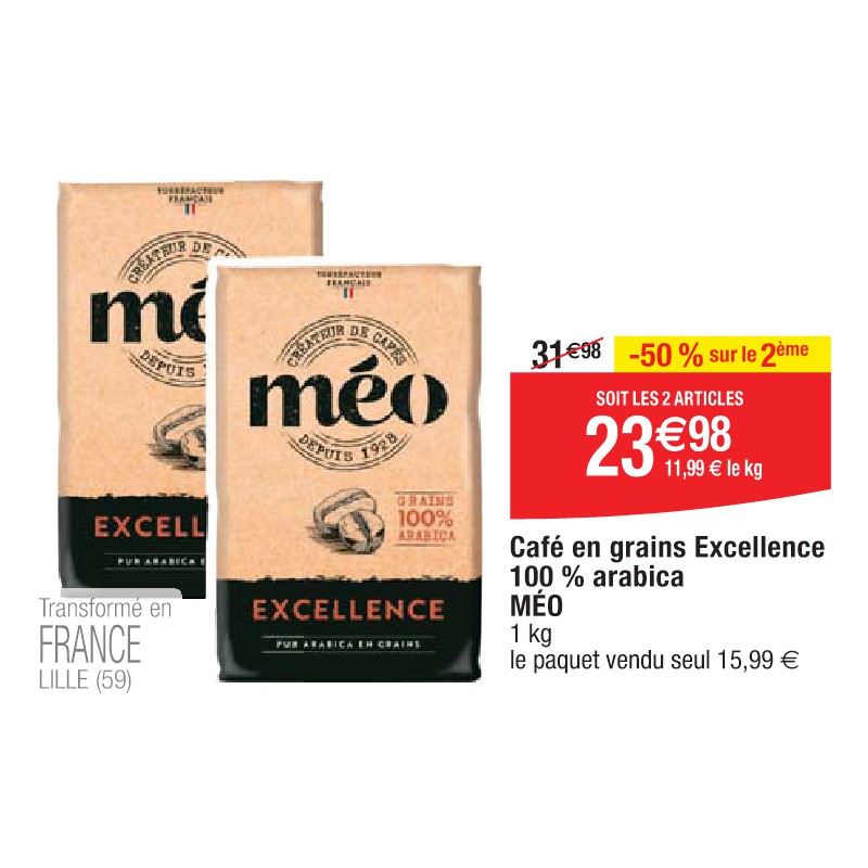 Café en grains Excellence 100 % arabica MÉO