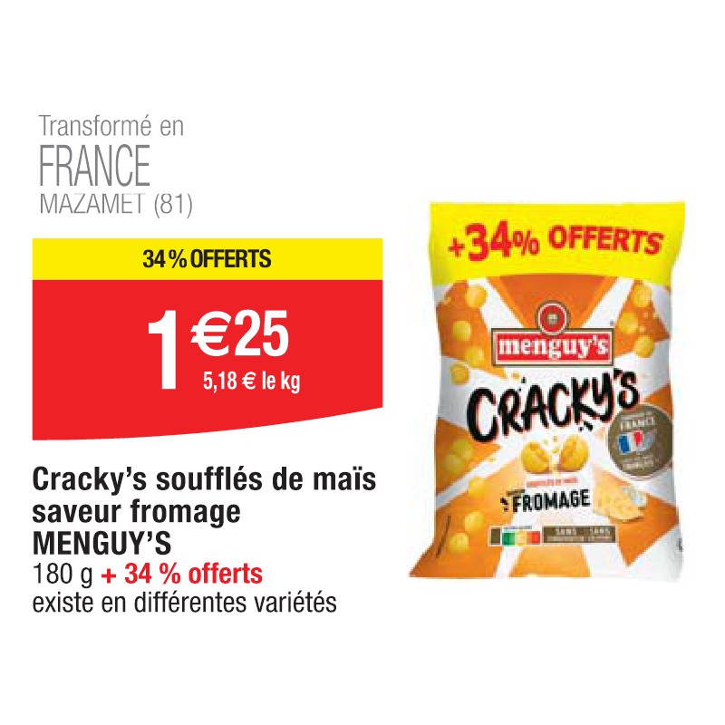 Cracky’s soufflés de maïs saveur fromage MENGUY’S