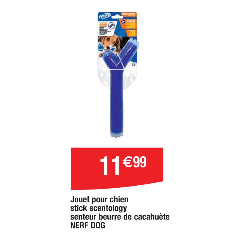 Jouet pour chien stick scentology senteur beurre de cacahuète NERF DOG