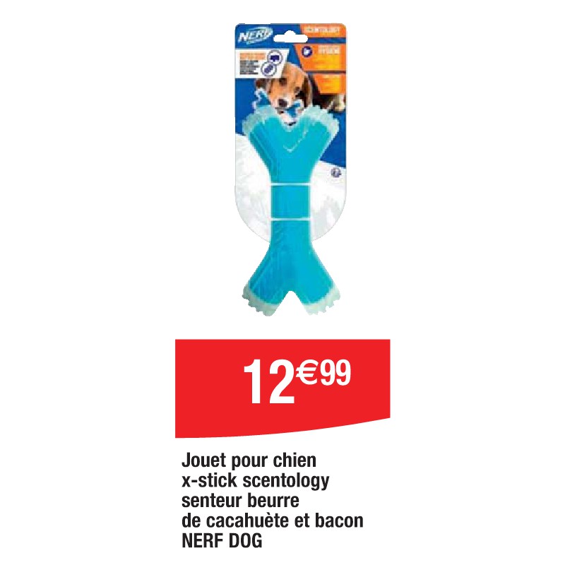 Jouet pour chien x-stick scentology senteur beurre de cacahuète et bacon NERF DOG