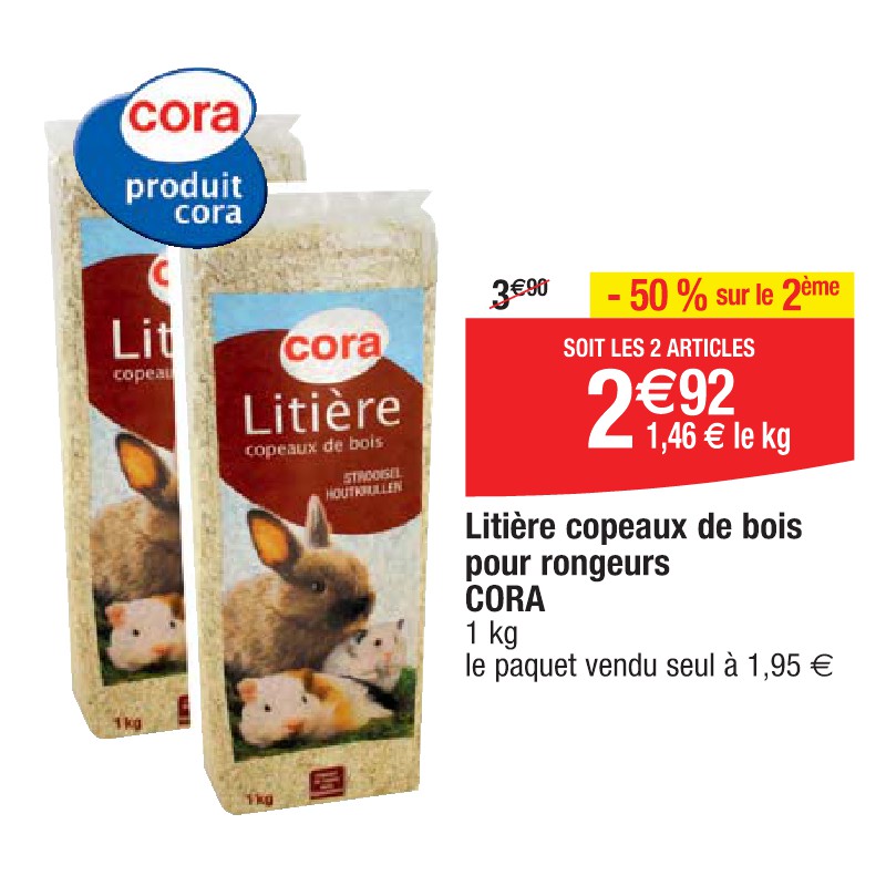 Litière copeaux de bois pour rongeurs CORA