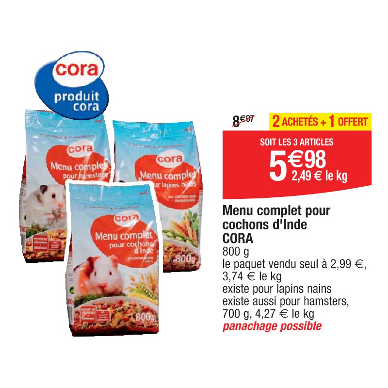 Menu complet pour cochons d'Inde CORA