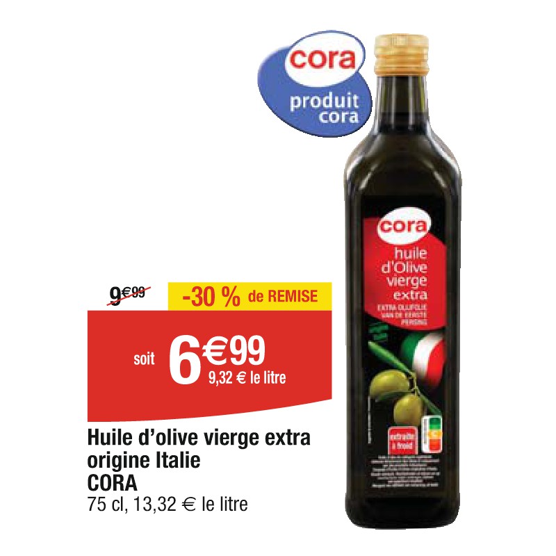 Huile d’olive vierge extra origine Italie CORA