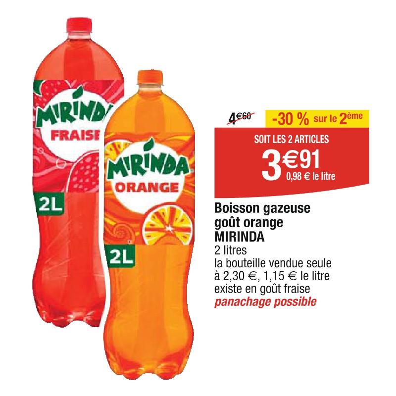 Boisson gazeuse goût orange MIRINDA