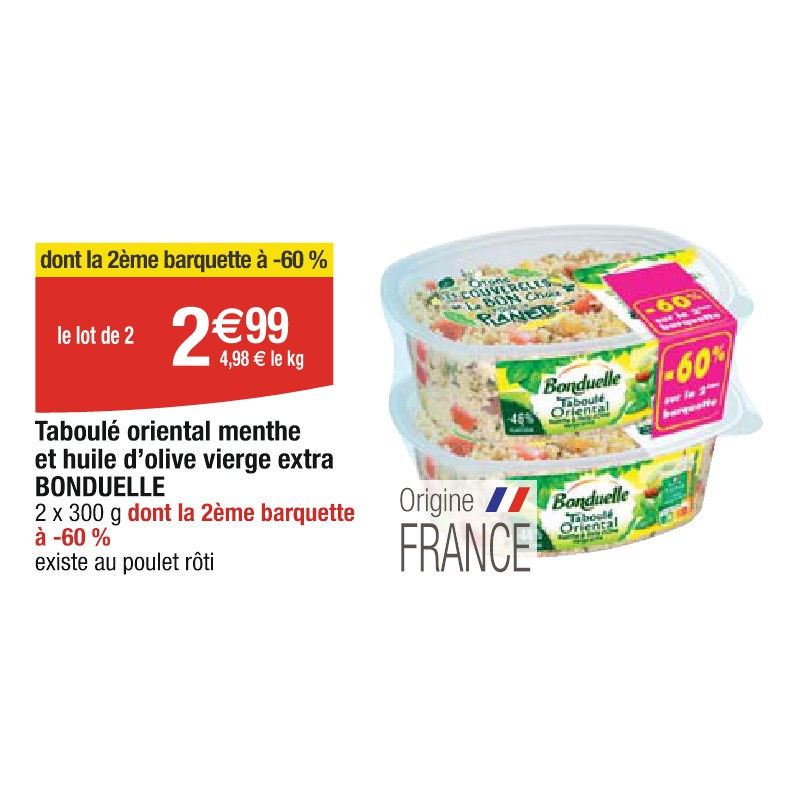 Taboulé oriental menthe et huile d’olive vierge extra BONDUELLE