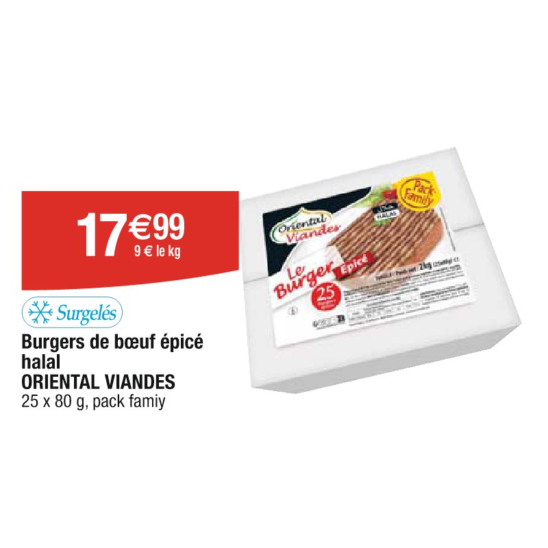 Burgers de boeuf épicé halal ORIENTAL VIANDES