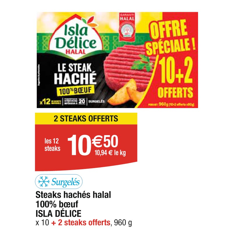 Steaks hachés halal 100% boeuf ISLA DÉLICE