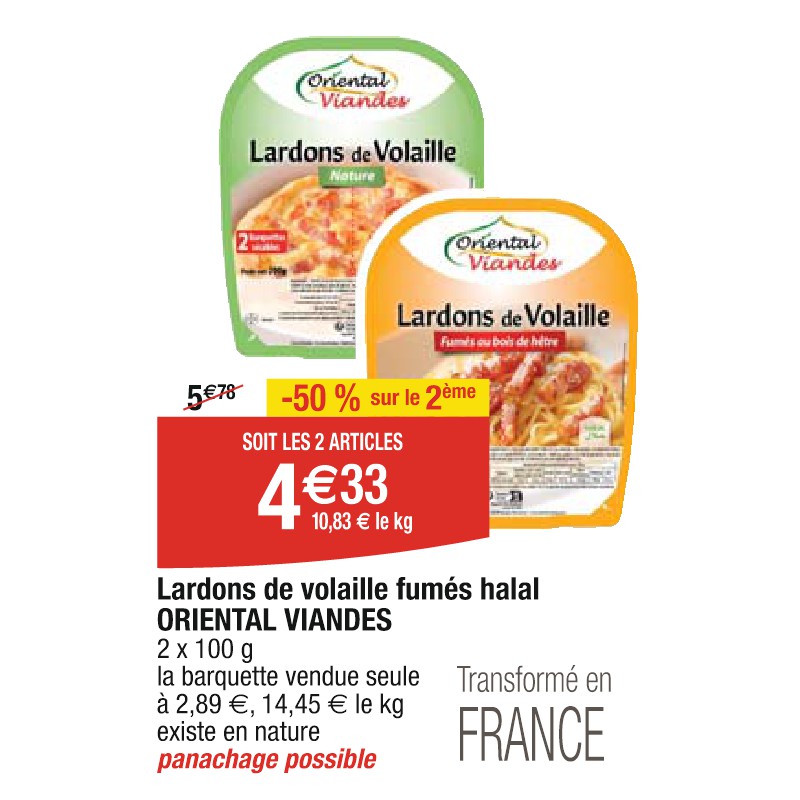 Lardons de volaille fumés halal ORIENTAL VIANDES