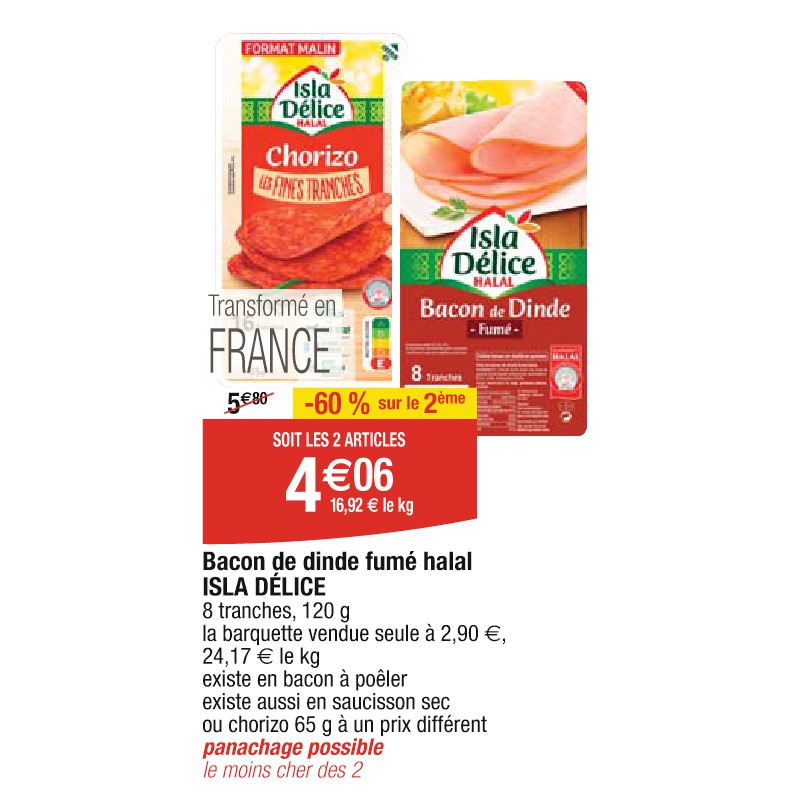 Bacon de dinde fumé halal ISLA DÉLICE