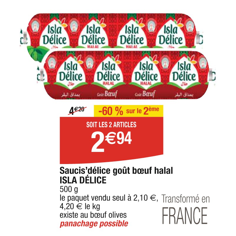 Saucis’délice goût boeuf halal ISLA DÉLICE