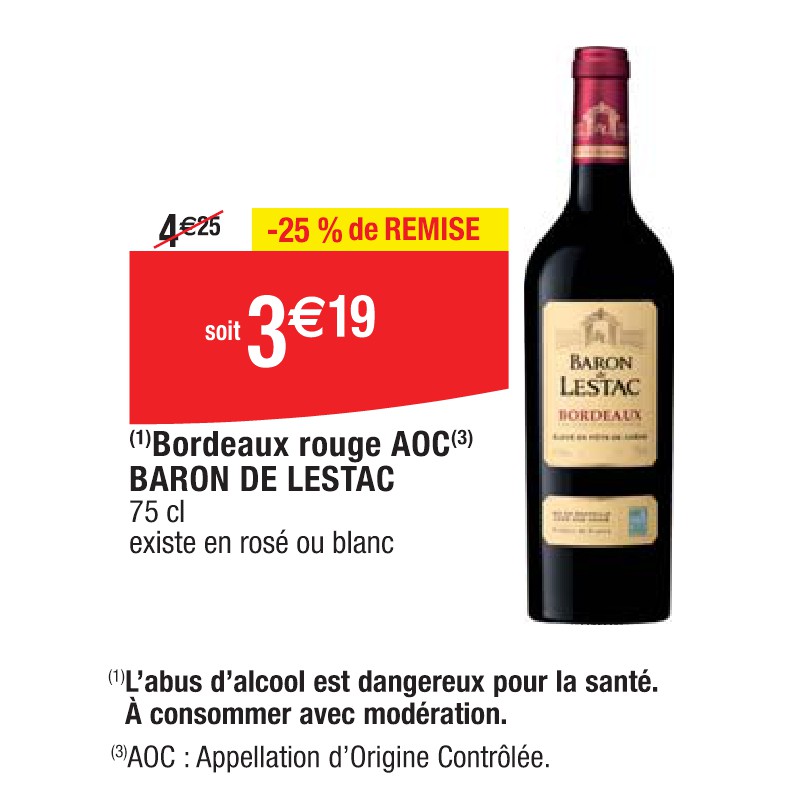 Bordeaux rouge AOC BARON DE LESTAC
