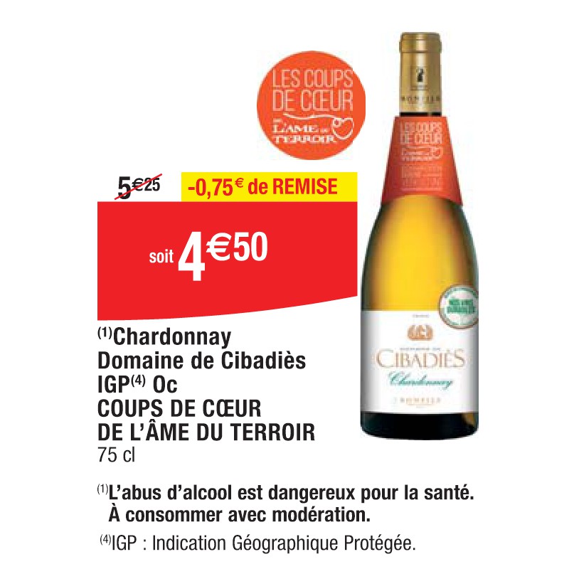 Chardonnay Domaine de Cibadiès IGP Oc COUPS DE COEUR DE L’ÂME DU TERROIR