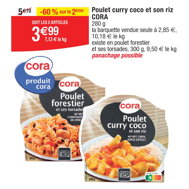 Poulet curry coco et son riz CORA