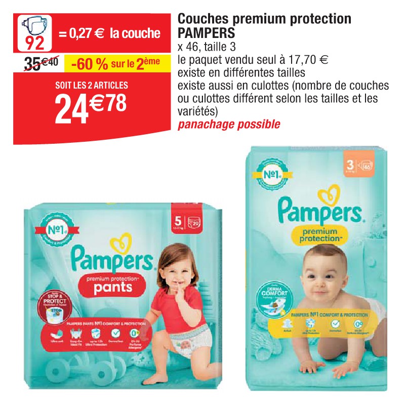 Couches premium protection PAMPERS