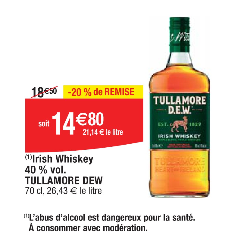Irish Whiskey 40 % vol. TULLAMORE DEW