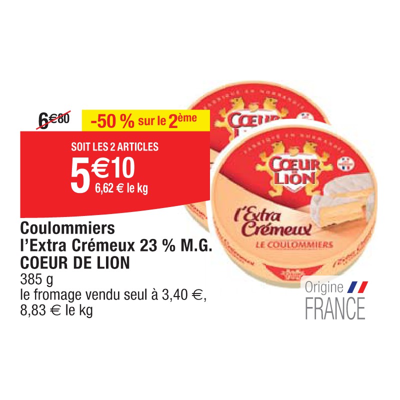 Coulommiers l’Extra Crémeux 23 % M.G. COEUR DE LION