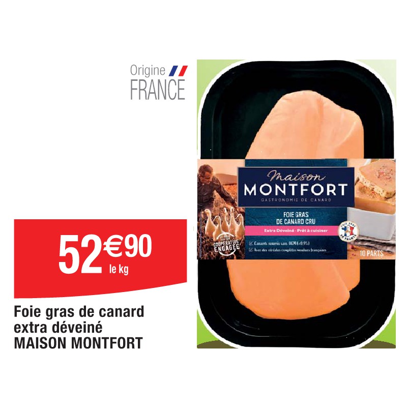 Foie gras de canard extra déveiné MAISON MONTFORT