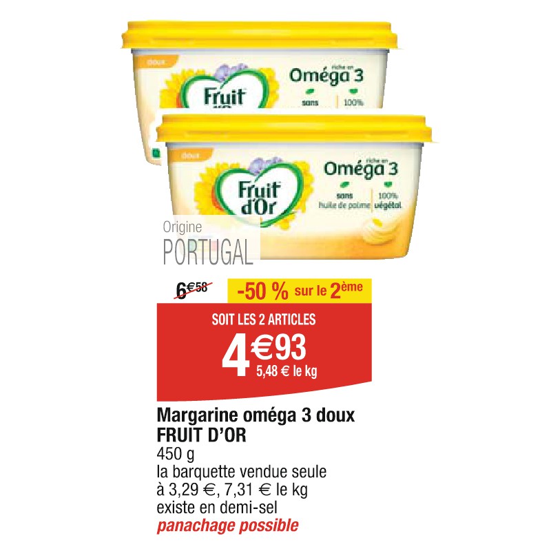Margarine oméga 3 doux FRUIT D’OR