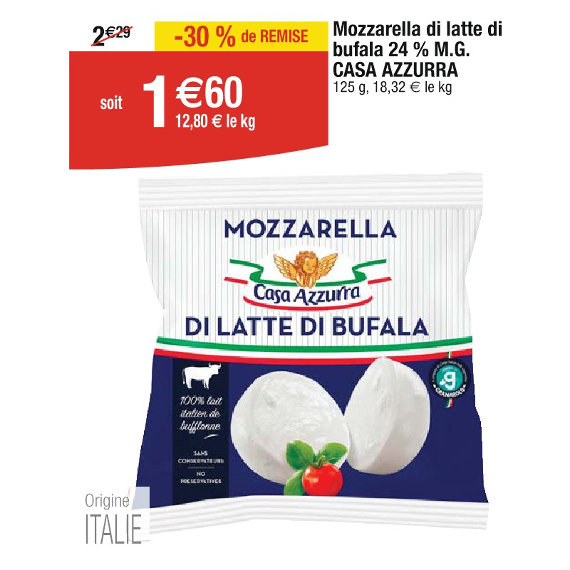 Mozzarella di latte di bufala 24 % M.G. CASA AZZURRA