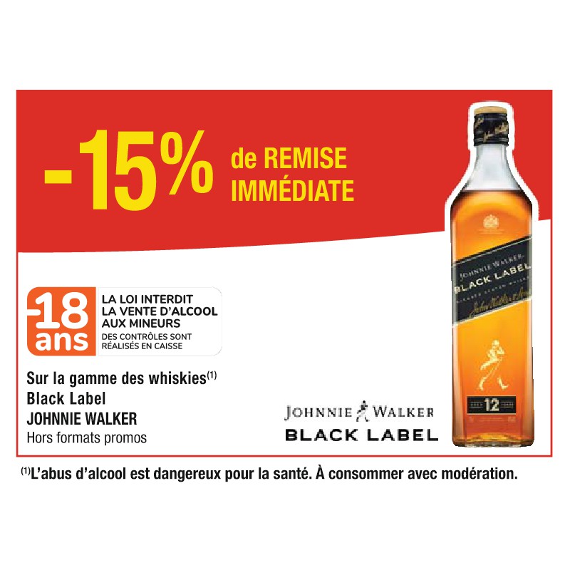 Gamme des whiskies Black LabeL JOHNNIE WALKER