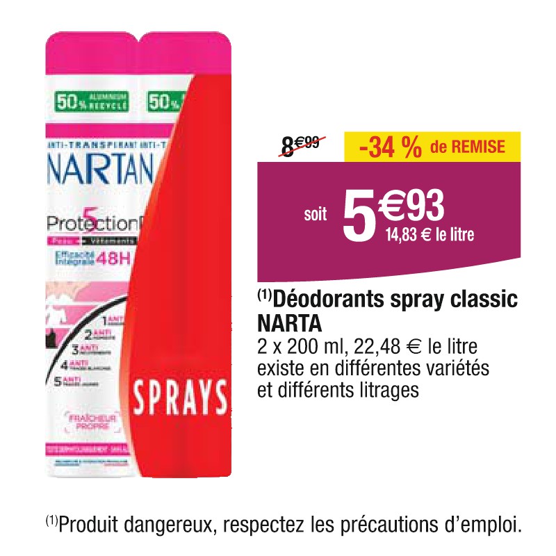 Déodorants spray classic NARTA