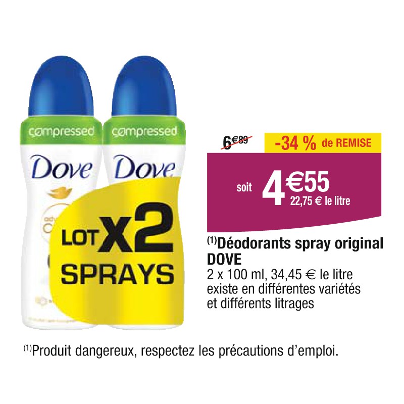 Déodorants spray original DOVE