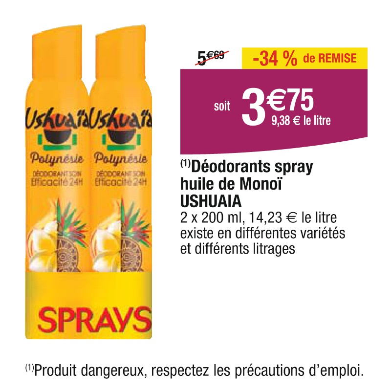 Déodorants spray huile de Monoï USHUAIA
