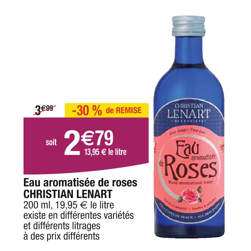 Eau aromatisée de roses CHRISTIAN LENART