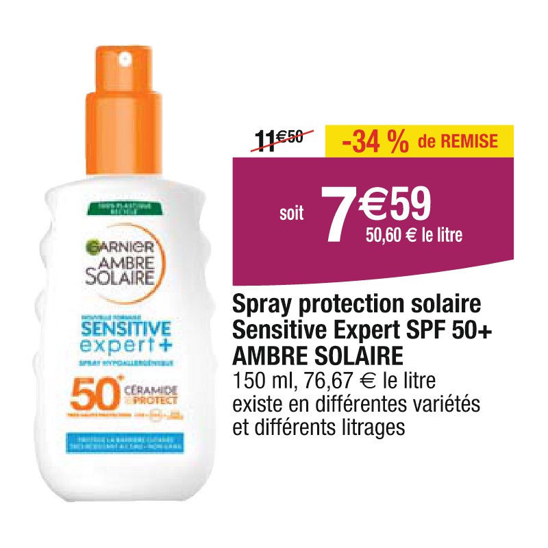 Spray protection solaire Sensitive Expert SPF 50+ AMBRE SOLAIRE