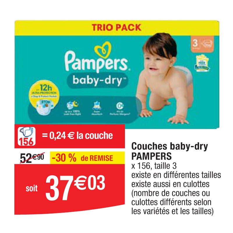 Couches baby-dry PAMPERS