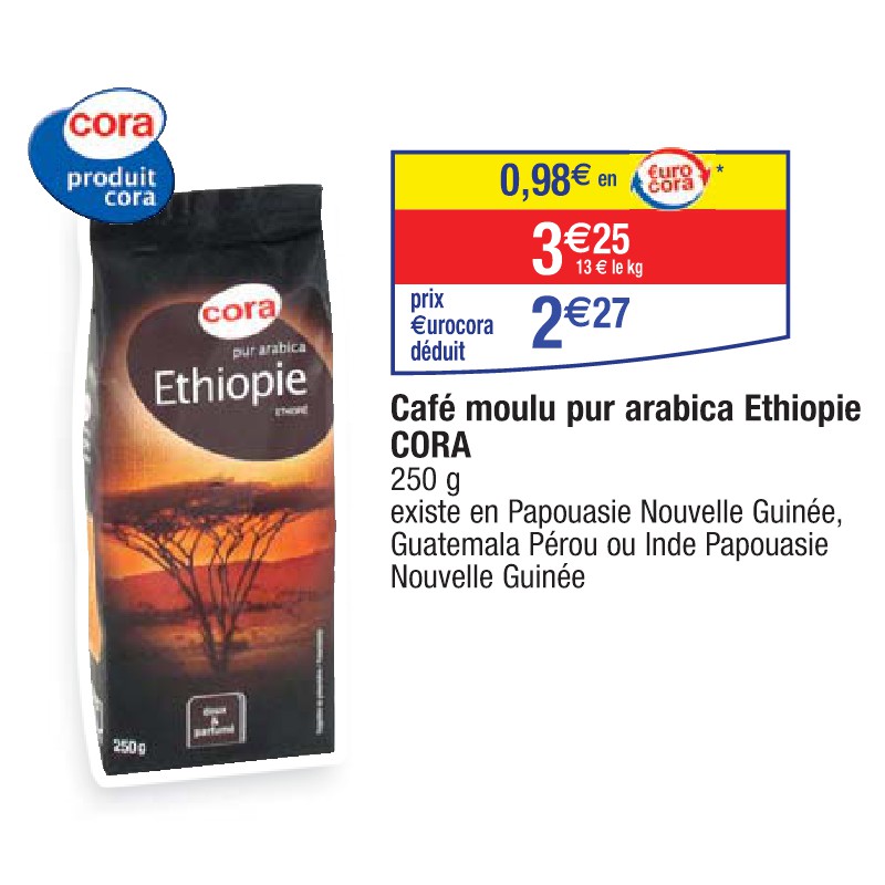Café moulu pur arabica Ethiopie CORA