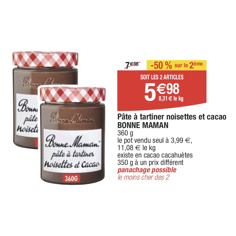 Pâte à tartiner noisettes et cacao BONNE MAMAN