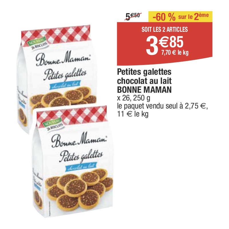 Petites galettes chocolat au lait BONNE MAMAN