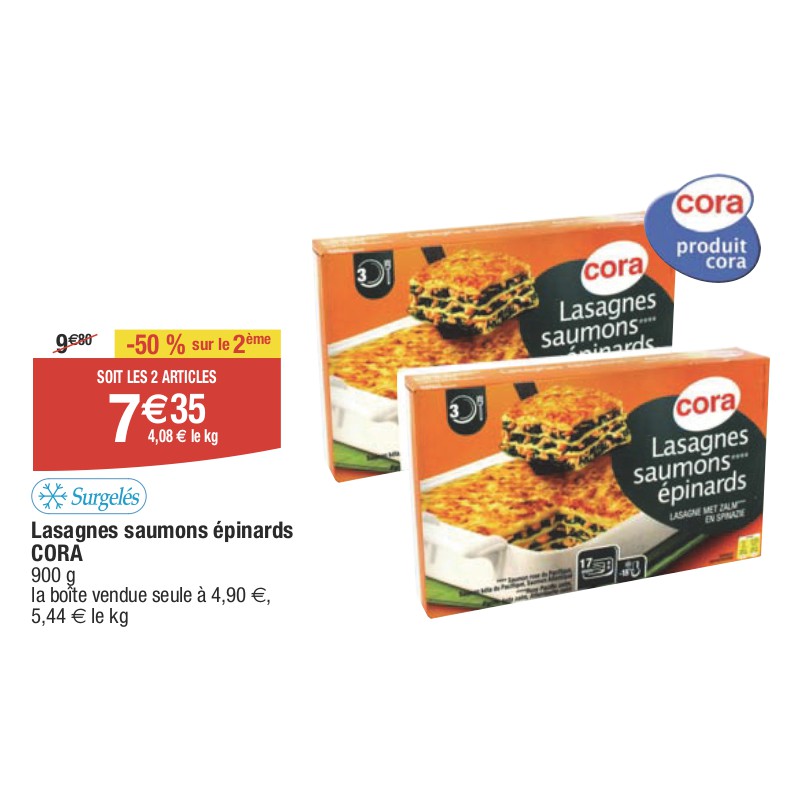 Lasagnes saumons épinards CORA