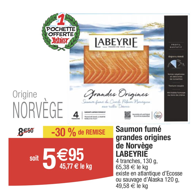 Saumon fumé grandes origines de Norvège LABEYRIE