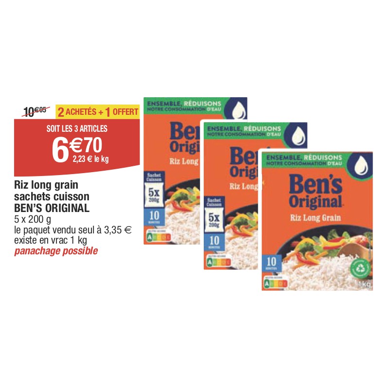 Riz long grain sachets cuisson BEN’S ORIGINAL