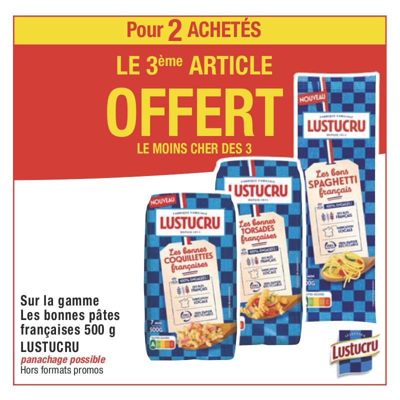 Gamme Les bonnes pâtes françaises 500 g LUSTUCRU