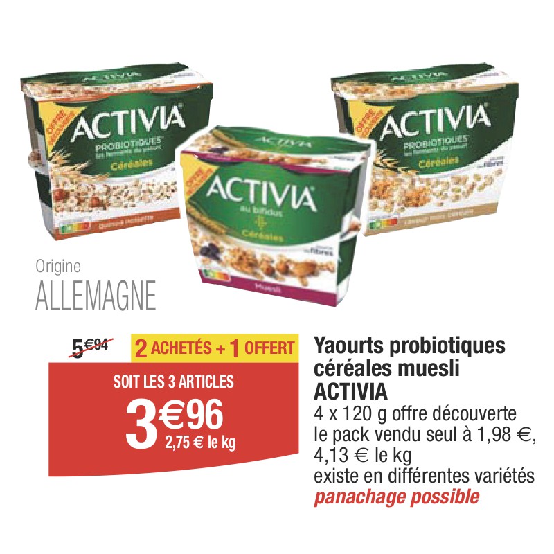 Yaourts probiotiques céréales muesli ACTIVIA