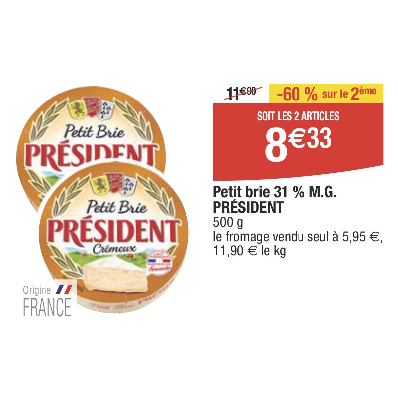 Petit brie 31 % M.G. PRÉSIDENT