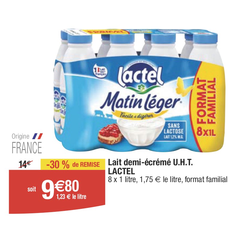 Lait demi-écrémé U.H.T. LACTEL