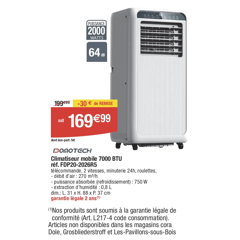 Climatiseur mobile 7000 BTU réf. FDP20-2026R5