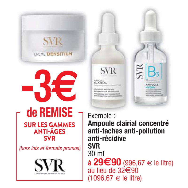 Ampoule clairial concentré anti-taches anti-pollution anti-récidive SVR