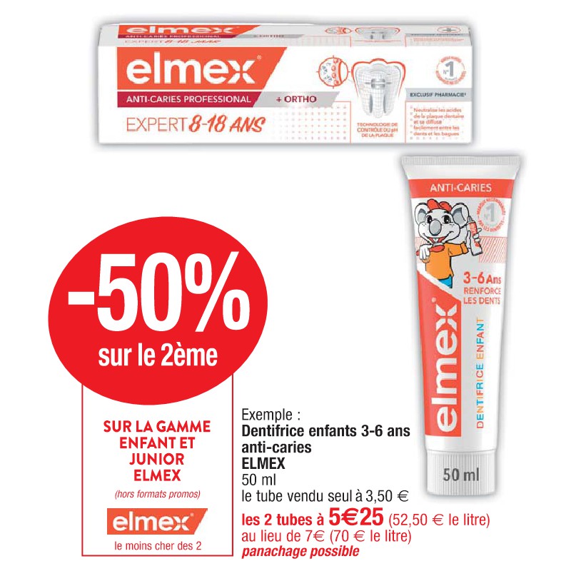 Dentifrice enfants 3-6 ans anti-caries ELMEX