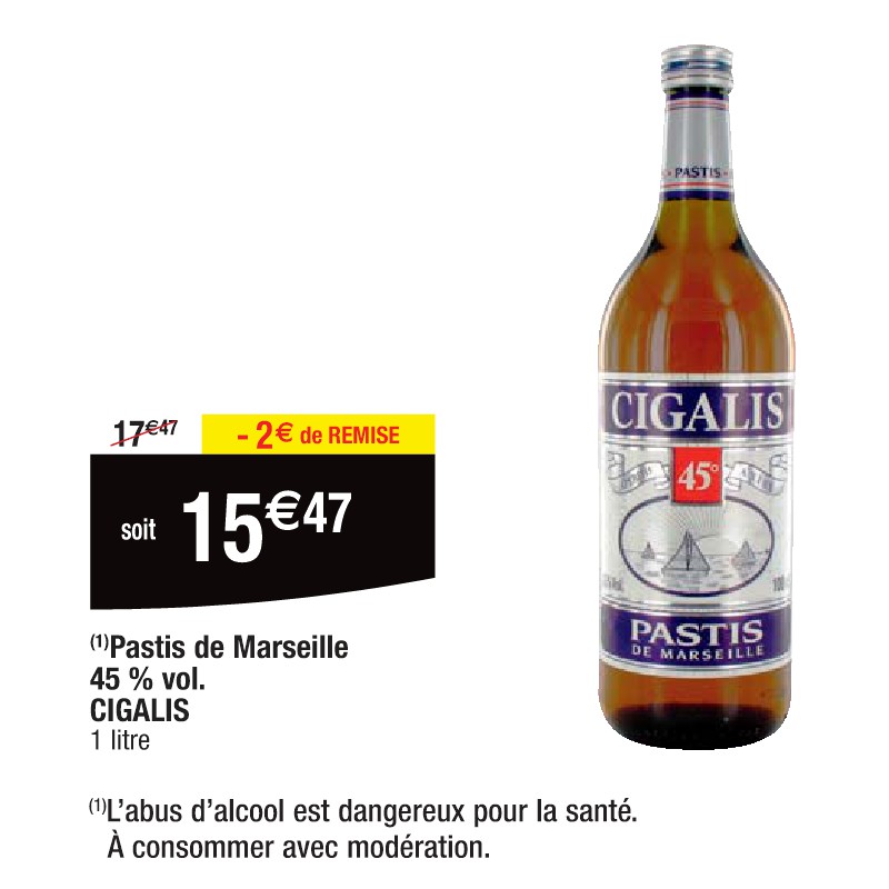 Pastis de Marseille 45 % vol. CIGALIS