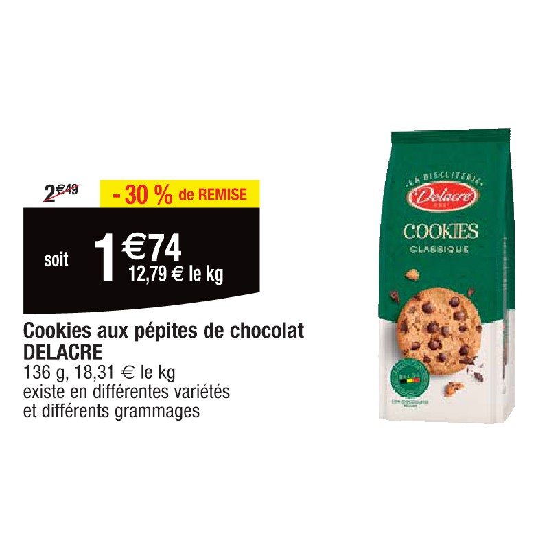 Cookies aux pépites de chocolat DELACRE