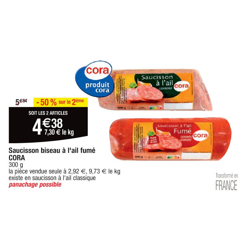 Saucisson biseau à l'ail fumé CORA